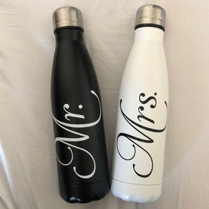Mr. and Mrs. water bottle set new never used